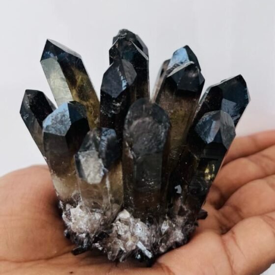Large Smoky Quartz Crystal Cluster Hand Carved Crystal Geode For Home Decorative 1