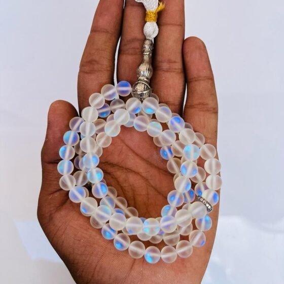 White Aura Quartz Tasbeeh Muslim Tasbih Favor Masbaha Sebha 98+2 Beads 8MM 2