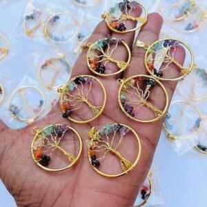 5 Pcs Set Tree of Life Seven Chakra Golden Pendants Yoga Chakra Pendant Gift 1