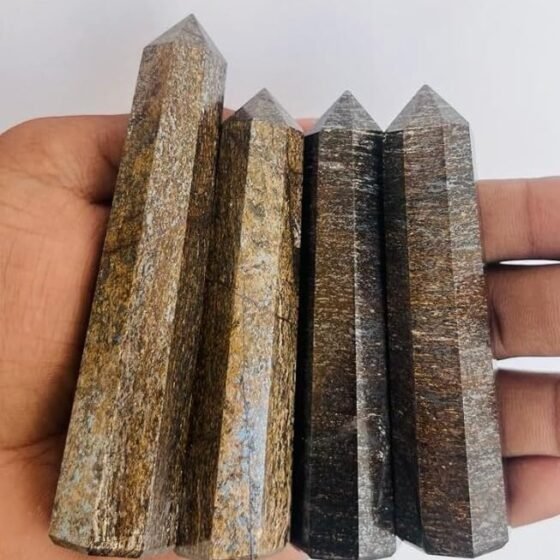 Natural Bronzite Crystal Points Tower Hand Carved Crystal Home Office DecorPoint 1