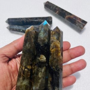 3Pcs Set Flashy Labradorite Point Tower Hand Carved Crystal Home Office Decor 2