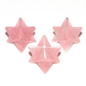 3 Pcs Set Natural Rose Quartz Crystal Merkaba Star Pocket Stone Healing Crystal 1