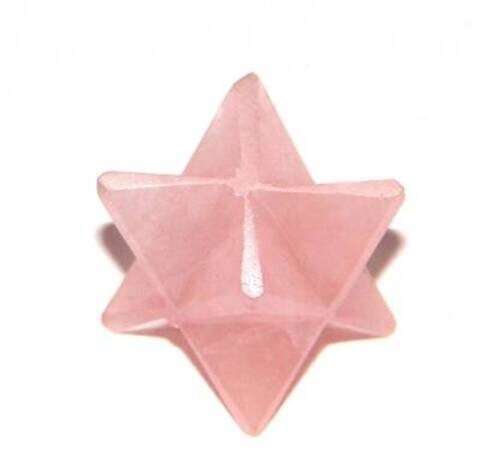 3 Pcs Set Natural Rose Quartz Crystal Merkaba Star Pocket Stone Healing Crystal 2