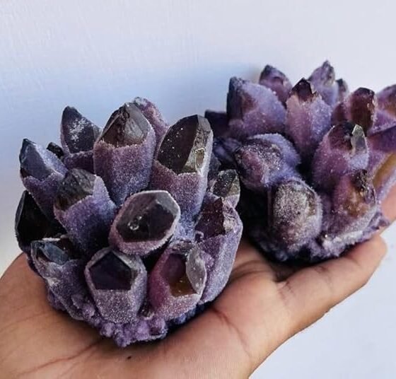 Natural Amethyst Crystal Cluster Hand Carved Crystal Home Office Decorative Raw 2