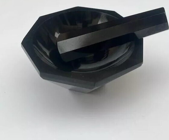 Generic Natural Black Tourmaline Pestle Mortar Carved Stone Pestle Mortar Gift 2