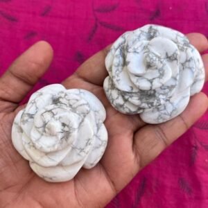 Howlite Crystal Flower Carved Howlite Crystal Rose Flower Handmade White Howlite 1