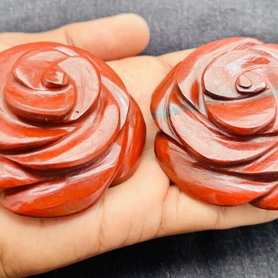Red Jasper Crystal Flower Rose Handmade Crystal Carved Flower For Home Decor 2