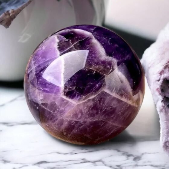 Large 100MM Amethyst Crystal Sphere Ball Hand Carved Crystal Home Office Decor 2