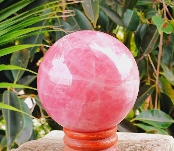 Large 100MM Rose Quartz Sphere Ball Hand Carved Crystal Home Office Decorative 1