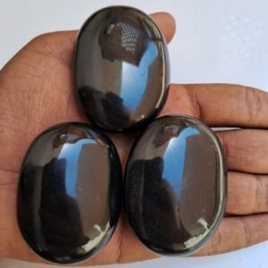 3Pcs Set Black Tourmaline Palm Stone Crystal -Tourmaline Palmstone Home Decor 1