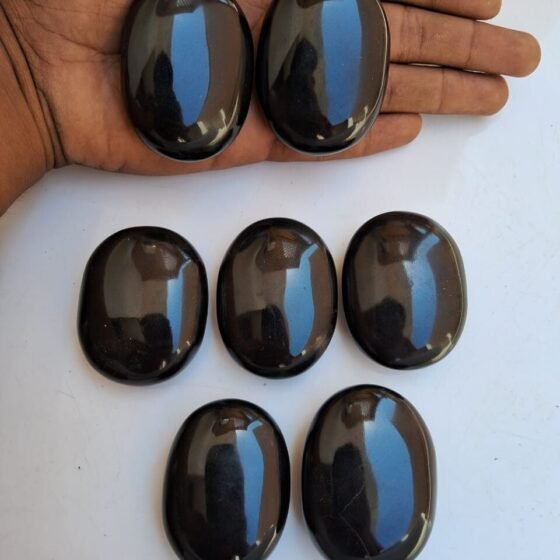 3Pcs Set Black Tourmaline Palm Stone Crystal -Tourmaline Palmstone Home Decor 2