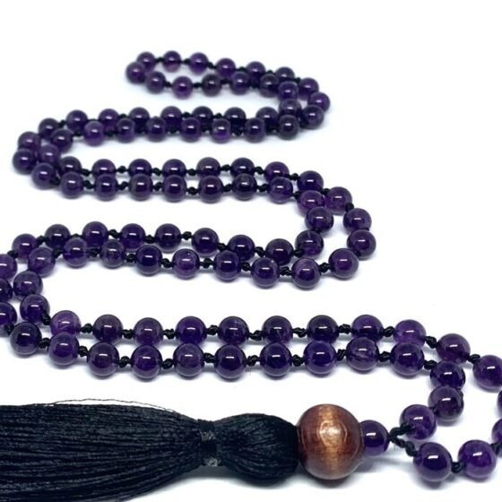 Beautiful Natural Crystal Amethyst mala Natural Crystal Stone 8 mm 108 Beads 1