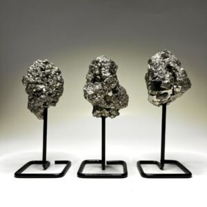 Natural Peru Pyrite Crystal Cluster on Metal Stand Peru Pyrite Geode Cluster Raw 1