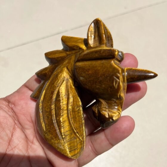 Large Tiger’s Eye Crystal Unicorn Hand Carved Crystal Horse Head For Home Decor 2