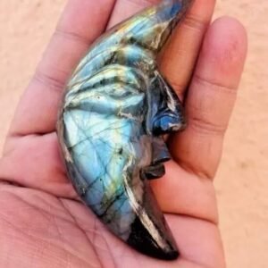 Large Flashy Labradorite Crystal Moon Handmade Crystal Moon For Home Decor 1