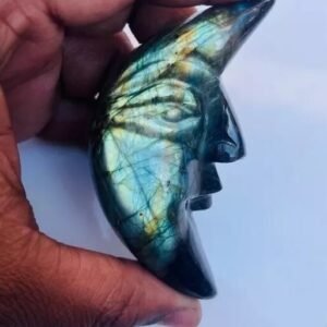 Large Flashy Labradorite Crystal Moon Handmade Crystal Moon For Home Decor 2