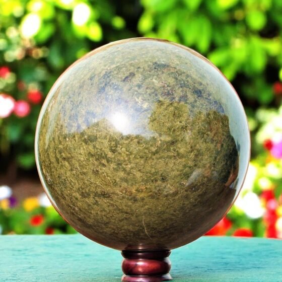 Giant 10" Vesuvianite Idocrase Stone Sphere - Aura Cleansing Yoga & Mindfulness - View 2 of 3